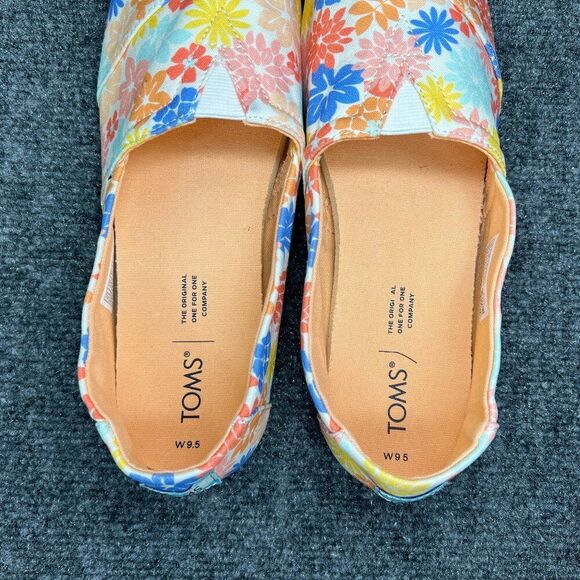 Toms Alpargata Shoes Women's Size 9.5 Orange‎ Colorful Wildflower Slip On Flats - Picture 10 of 13